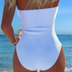 Damen Einteiliger Badeanzug mit Rüschen und Wickel-Design R&B