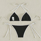 Damen Triangel-Bikini mit verstellbaren Bindungen und hohem Schnitt