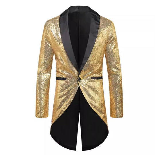 Herren Glitzernder Anzugblazer mit elegantem Schalkragen R&B