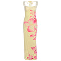 Damen Elegantes Maxikleid mit floralem Oberteil und Spitzenbändern R&B