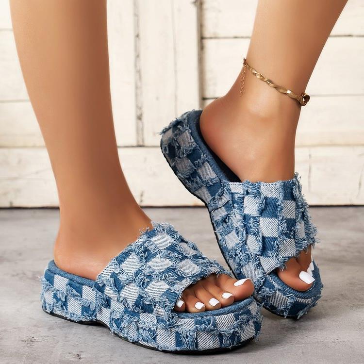 Damen trendige Clogs im modernen Karomuster R&B