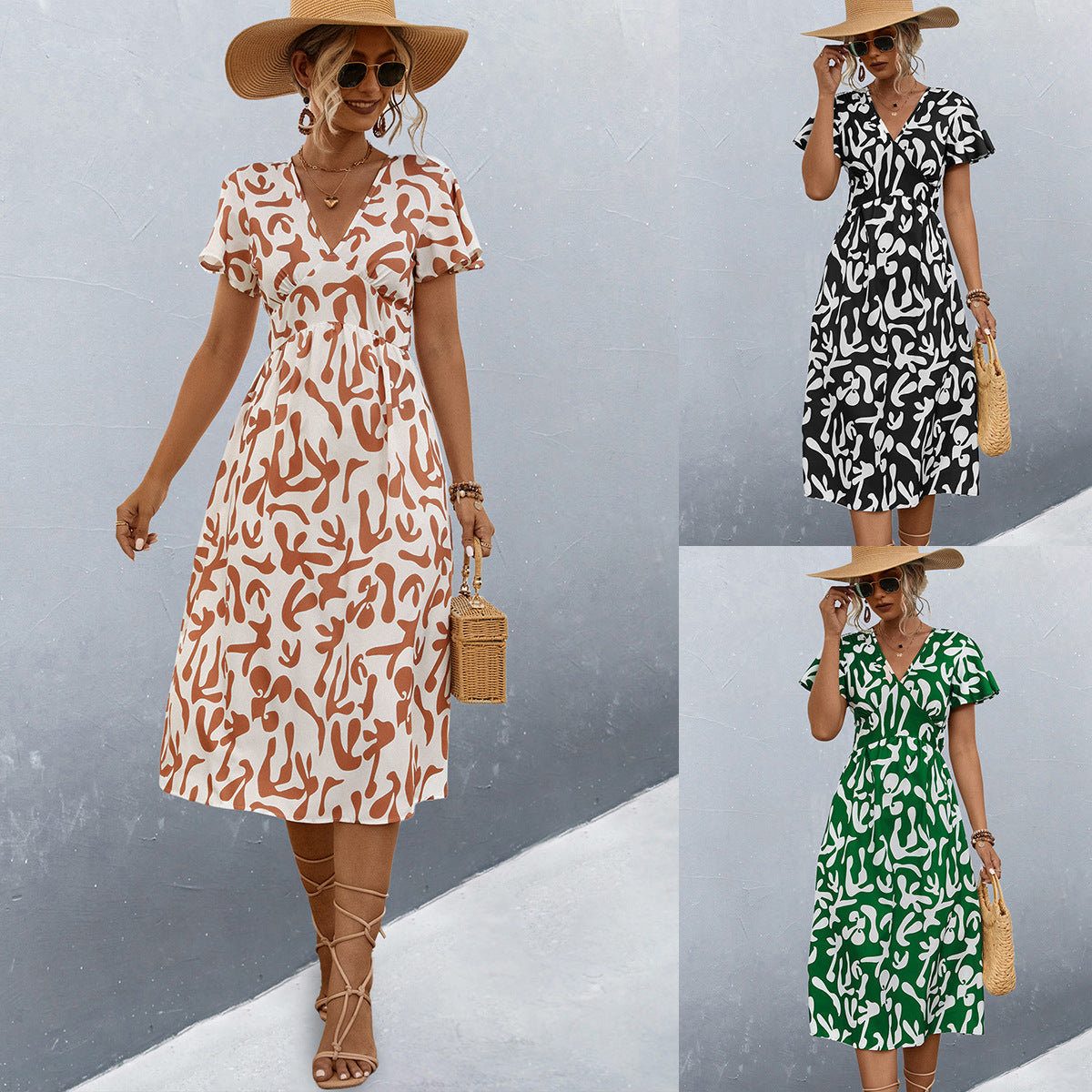 Damen Wickelkleid mit floralem Muster und eleganter Raffung R&B