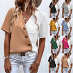 Damen Kurzarm Bluse mit asymmetrischem Schnitt und Knopfdetails R&B