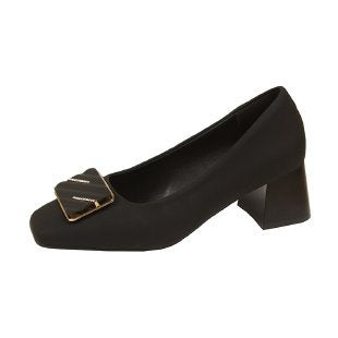Damen elegante Pumps mit quadratischer Spitze und modischer Schnalle R&B