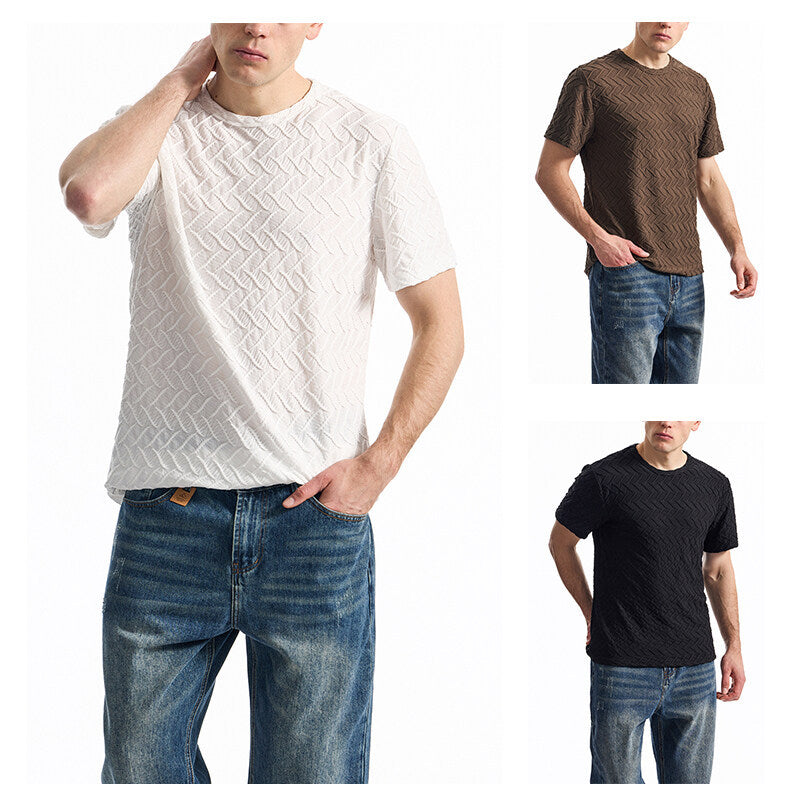 Herren T-Shirt mit strukturiertem Muster und lässiger Passform