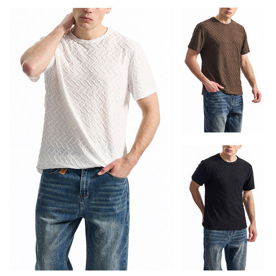 Herren T-Shirt mit strukturiertem Muster und lässiger Passform R&B