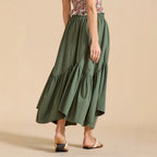 Damen Maxi-Rock mit kreativem Volantdesign und elastischem Bund R&B