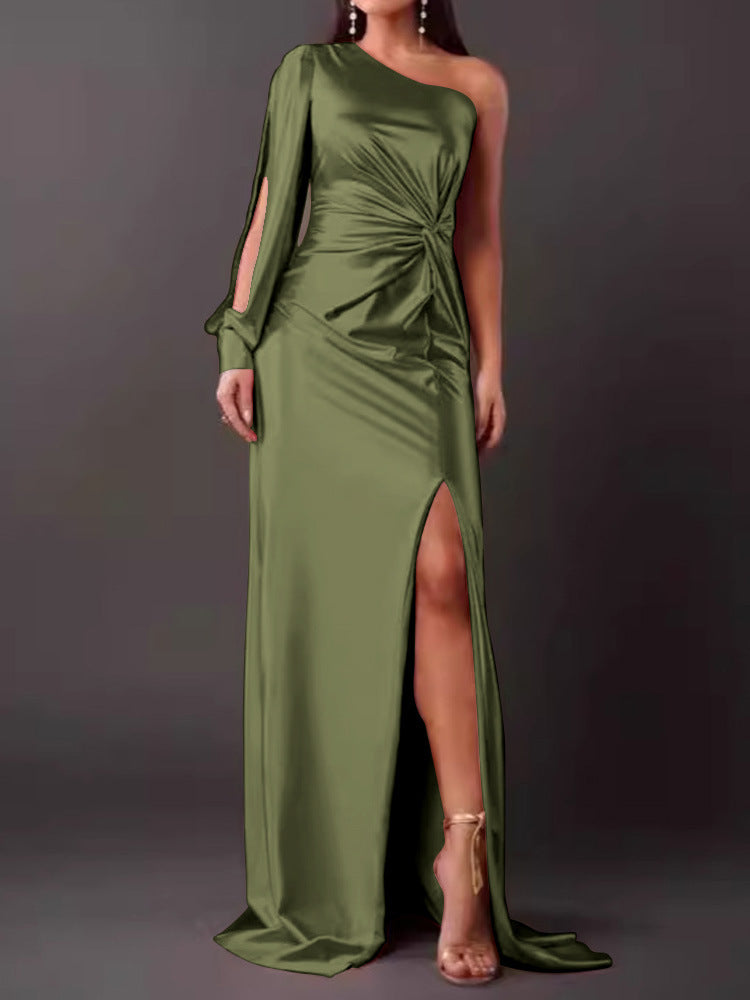 Damen Abendkleid mit asymmetrischem Ausschnitt und eleganter Faltenlegung R&B