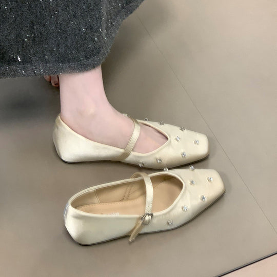 Damen Ballerinas mit dekorativen Strassdetails und komfortablem Riemchen R&B