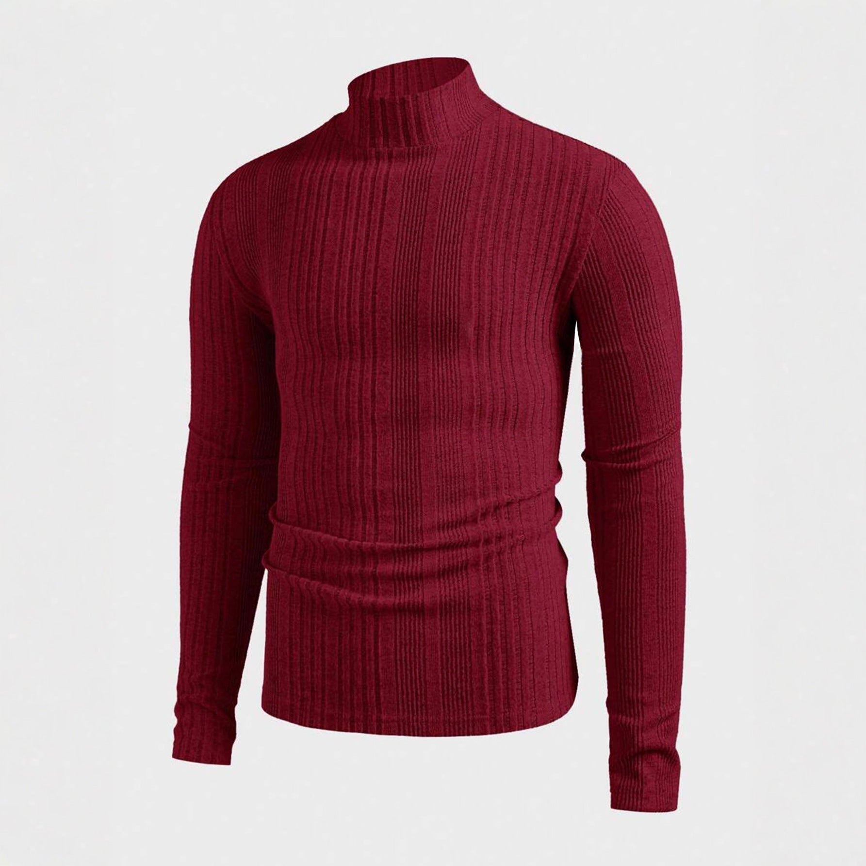 Herren Strickpullover mit hohem Kragen und Rippstruktur R&B