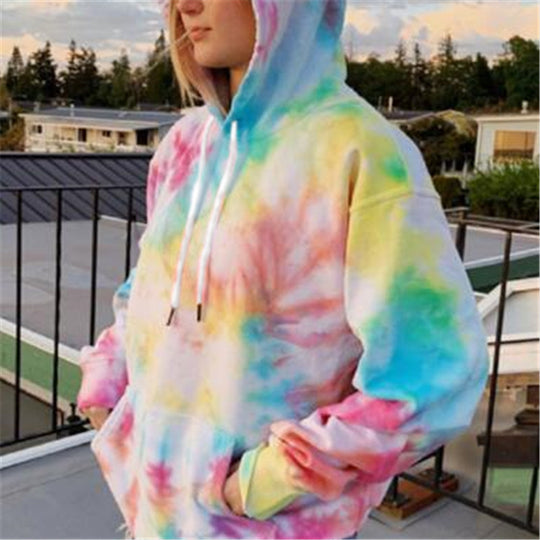 Damen lässiger Kapuzenpullover mit einzigartigem Batikdesign R&B
