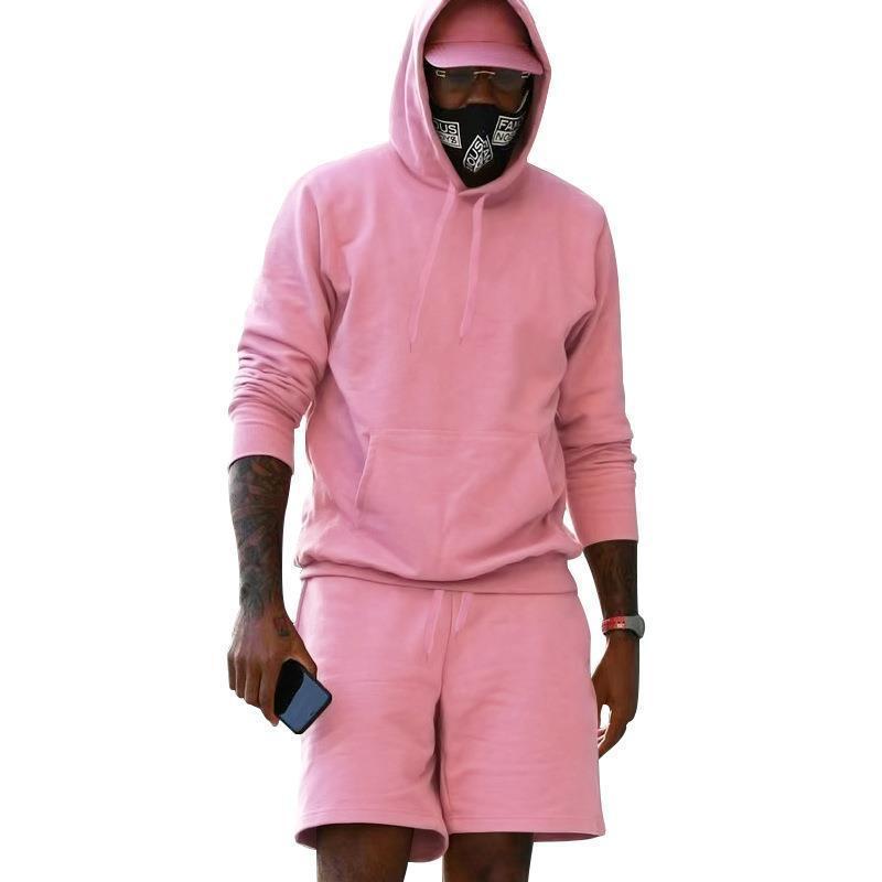 R&B Herren Hoodie-Shorts-Set mit Kängurutasche