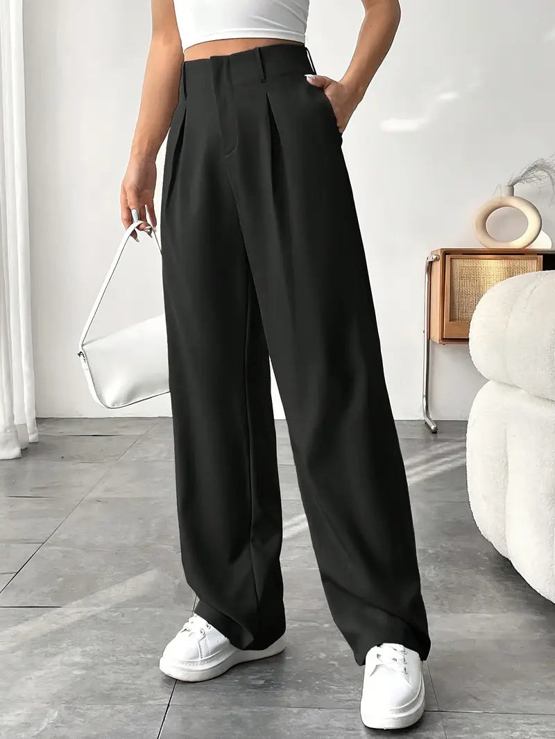 Damen Elegante Bundfaltenhose mit weitem Schnitt R&B