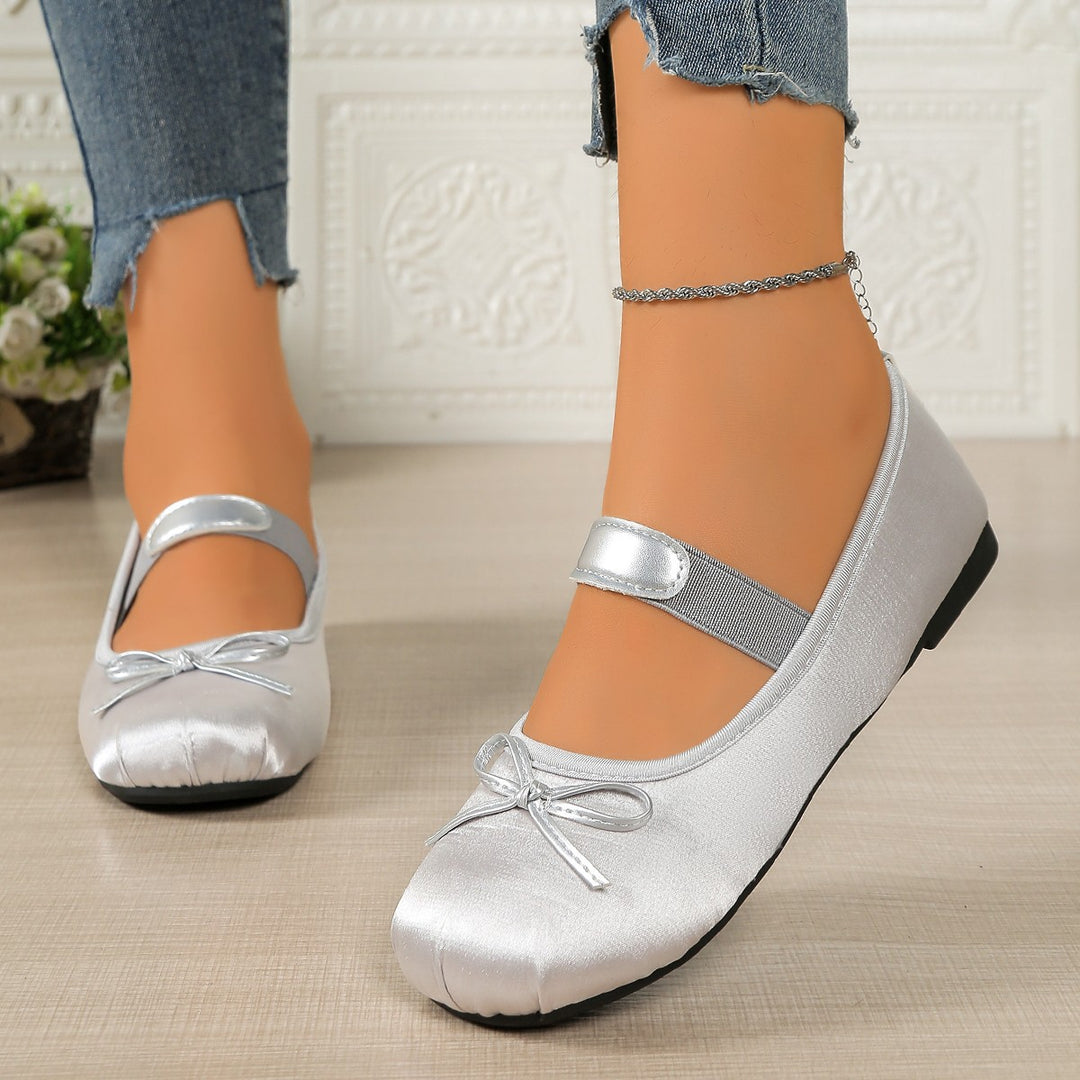 Damen Ballerinas mit elastischem Riemen und dekorativem Schleifen-Detail R&B