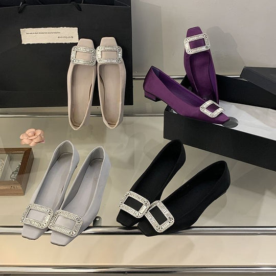Damen Ballerinas mit funkelnder Schnalle R&B
