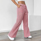 Damen weite Freizeithose mit Gürtel und praktischen Taschen R&B