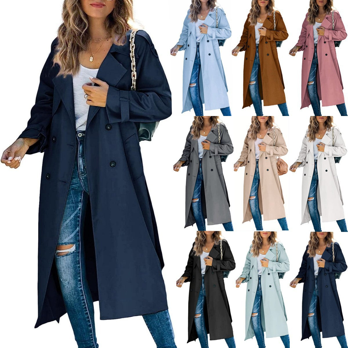 Damen Modischer Trenchcoat mit doppelter Knopfleiste und lässigem Schnitt