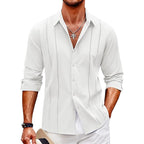 Herren elegante Langarmbluse mit feinem Streifenmuster R&B