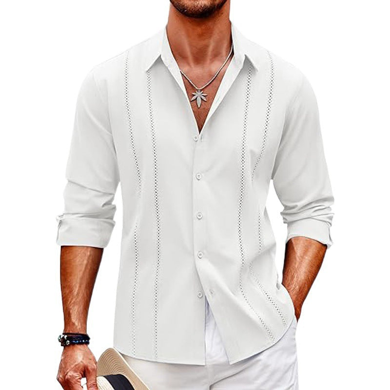 Herren elegante Langarmbluse mit feinem Streifenmuster R&B