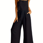 Damen Weit geschnittener Jumpsuit mit modischem Oberteil und praktischen Taschen R&B
