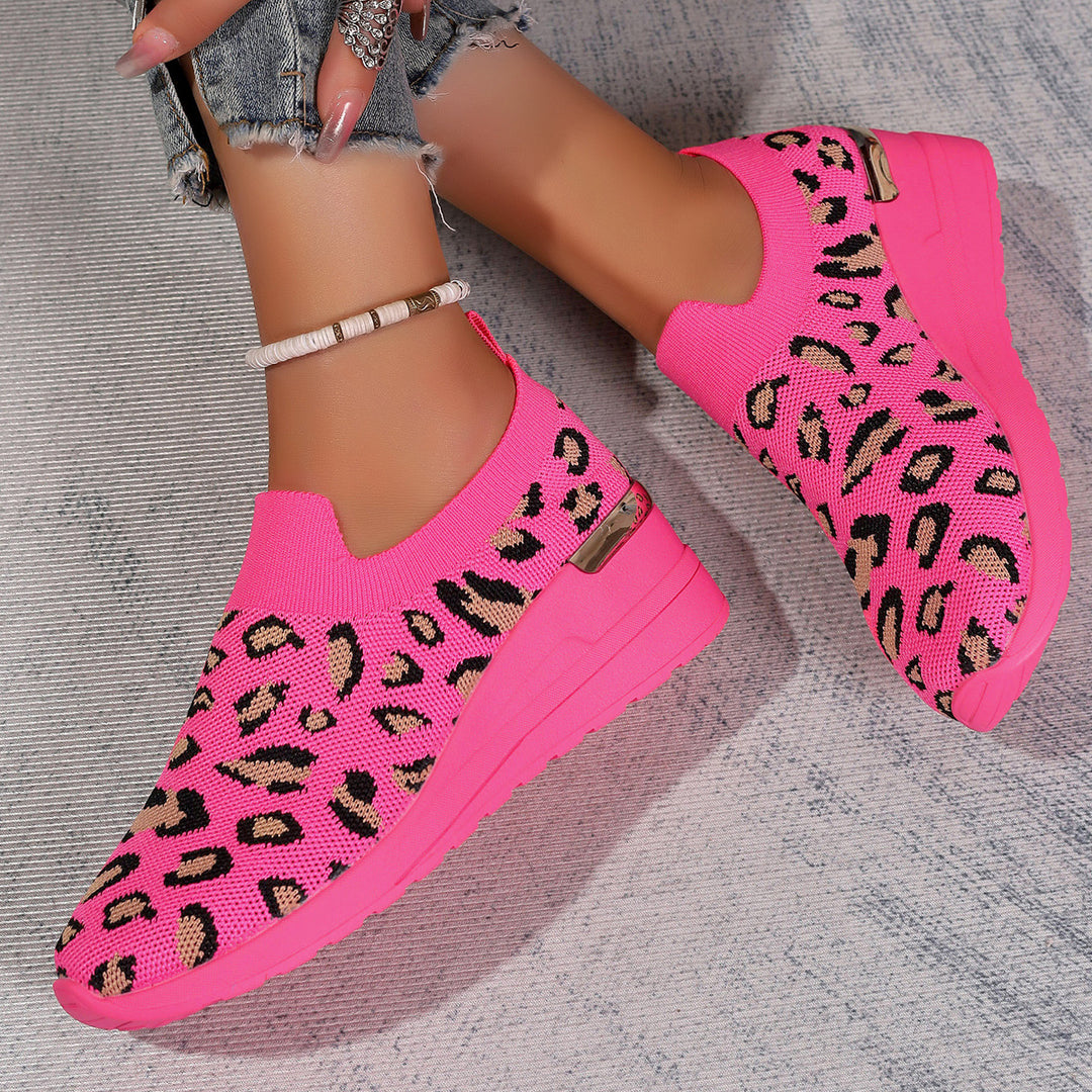 Damen Modische Sockensneaker mit Leopardenmuster R&B