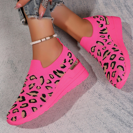Damen Modische Sockensneaker mit Leopardenmuster R&B