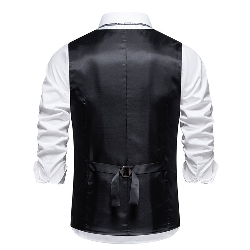 Herren elegante Anzugweste mit feinem Nadelstreifen und praktischen Taschen R&B