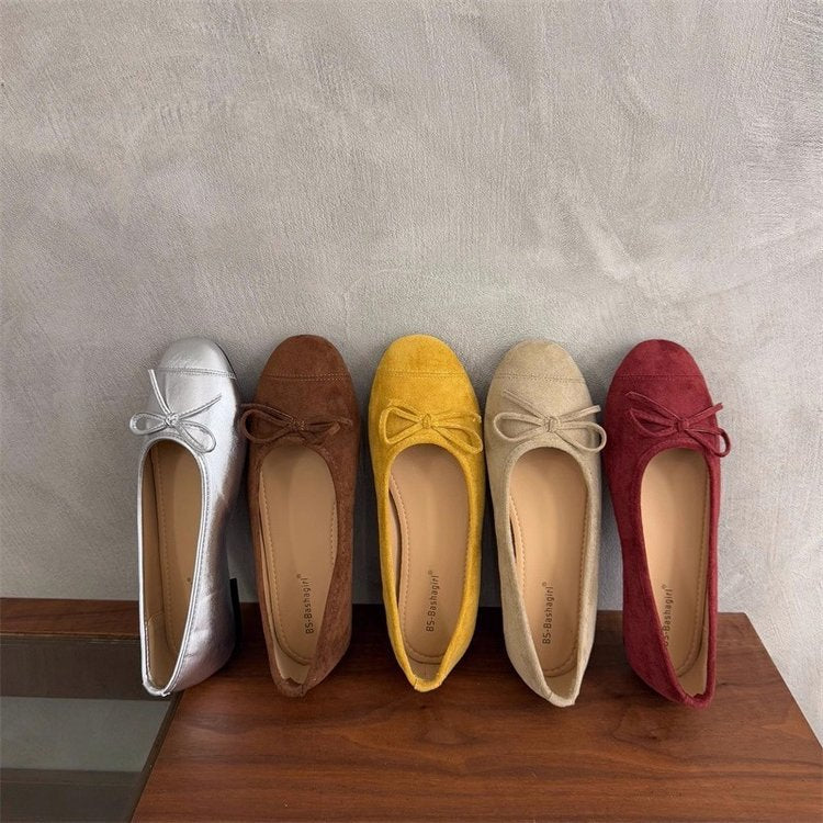 Damen Ballerina-Schuhe mit modischer Schleifenverzierung und komfortablem Fußbett R&B