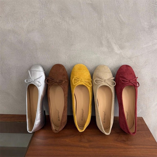 Damen Ballerina-Schuhe mit modischer Schleifenverzierung und komfortablem Fußbett R&B