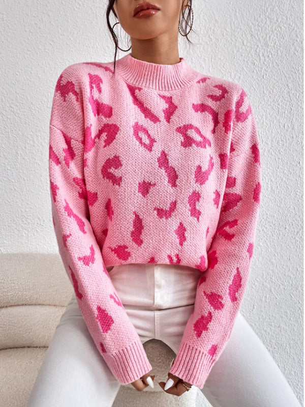 Damen modischer Pullover mit auffälligem Tiermuster und bequemer Passform R&B