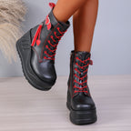 Damen Wedge-Stiefeletten mit hohem Plateau und modischen Details R&B