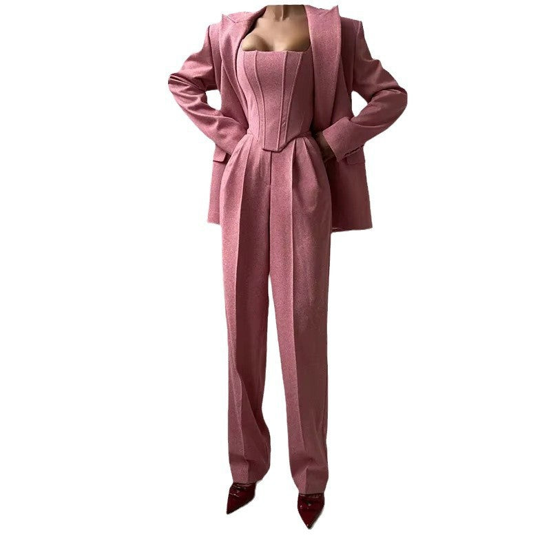 Damen stilvolles Tailleur-Set mit tailliertem Oberteil R&B