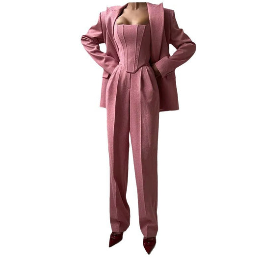 Damen stilvolles Tailleur-Set mit tailliertem Oberteil R&B
