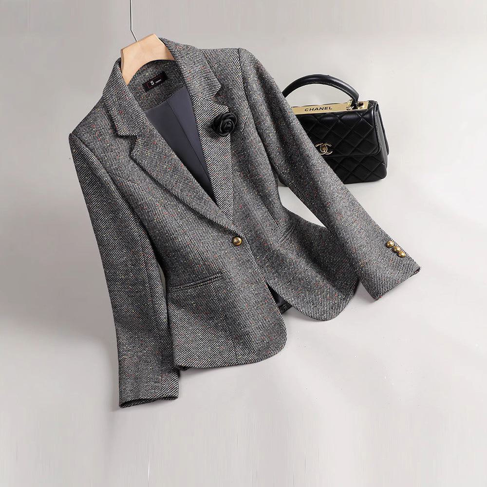 R&B | Blazer Taillierte Passform Luxuriöser Stoff Ein Knopf Knopfdetails