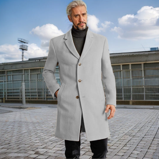 Herren Eleganter Langmantel mit modischen Knöpfen und hochwertigem Stoff R&B