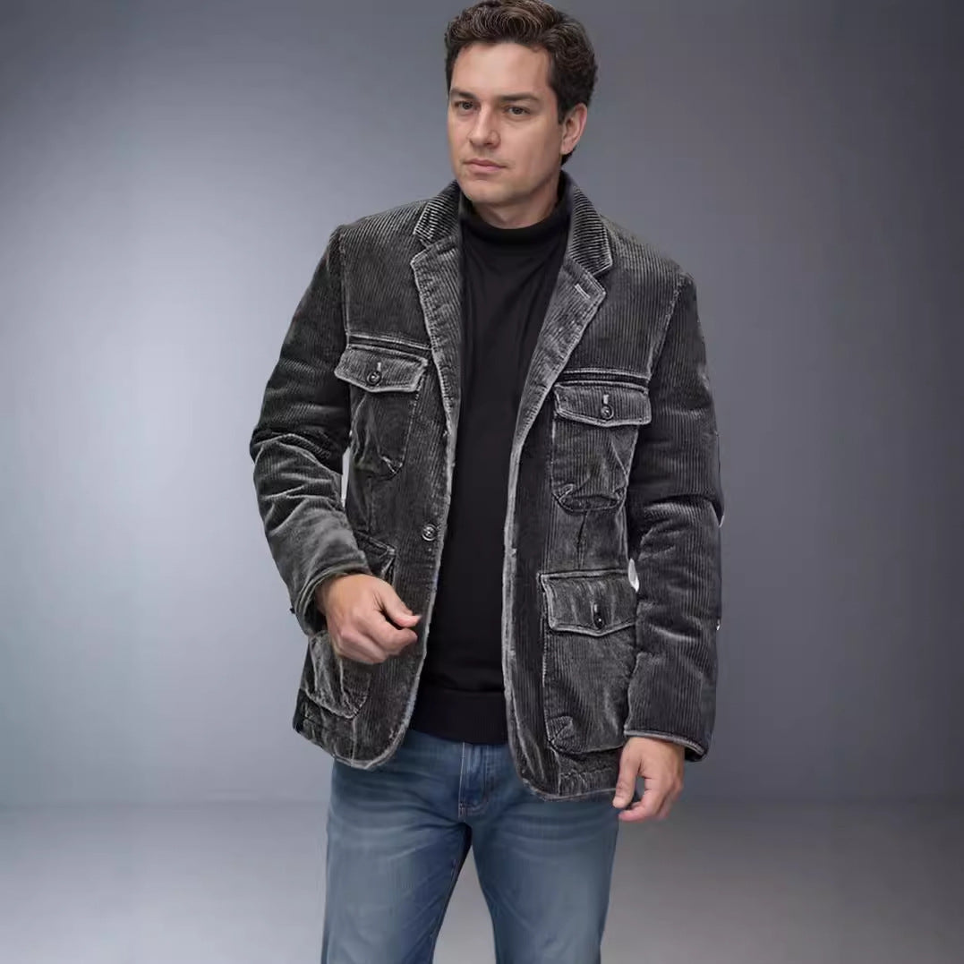 Herren leichte Cordjacke mit praktischen Taschen und modernem Design R&B