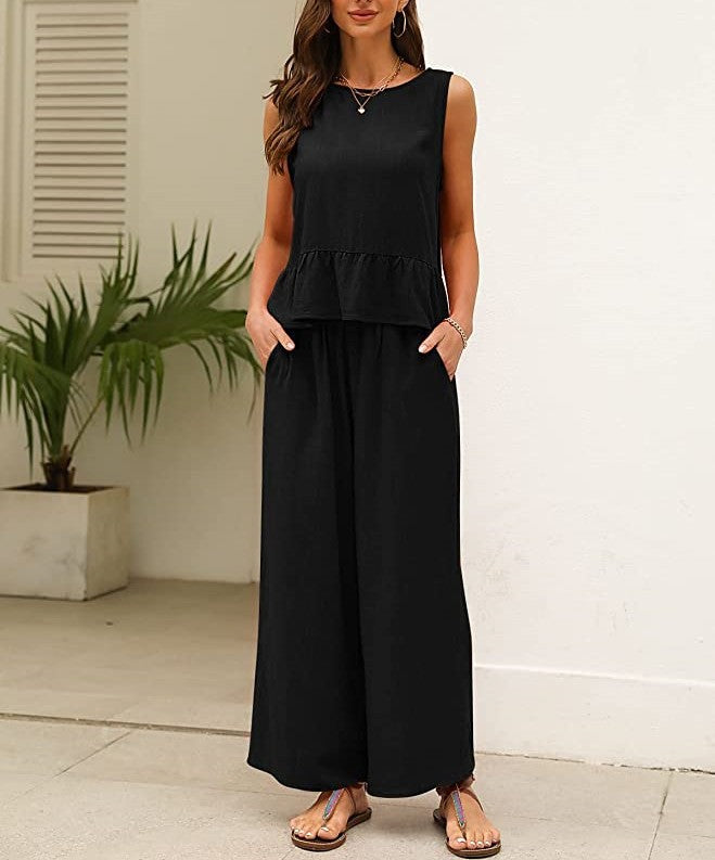 Damen luftiges Jumpsuit mit Rüschensaum R&B