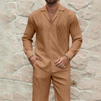 Herren eleganter Set mit feinem Strukturmuster und komfortablem Schnitt