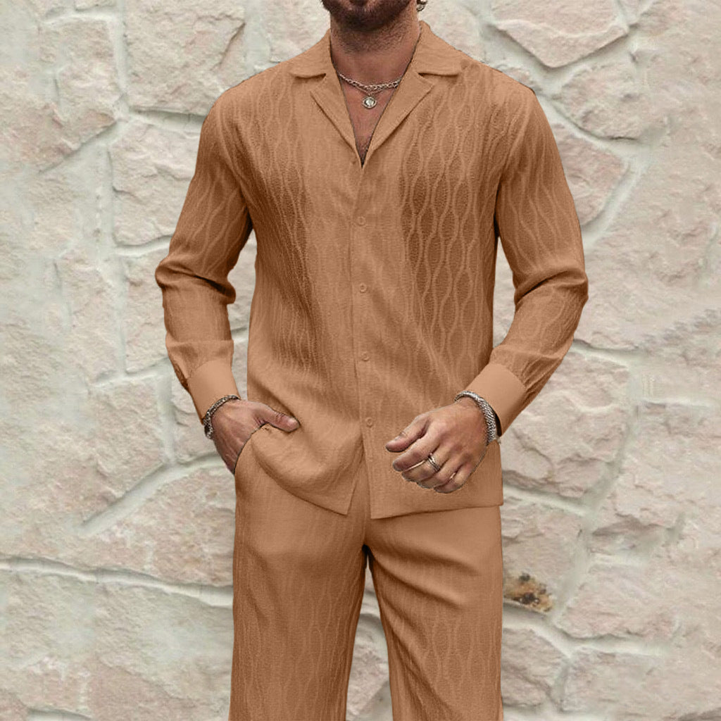 Herren eleganter Set mit feinem Strukturmuster und komfortablem Schnitt