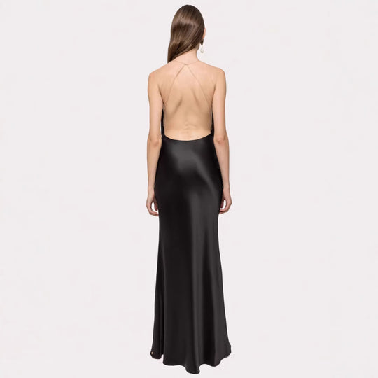 Damen Langärmliges Maxikleid mit tiefem V-Ausschnitt und fransierten Details R&B