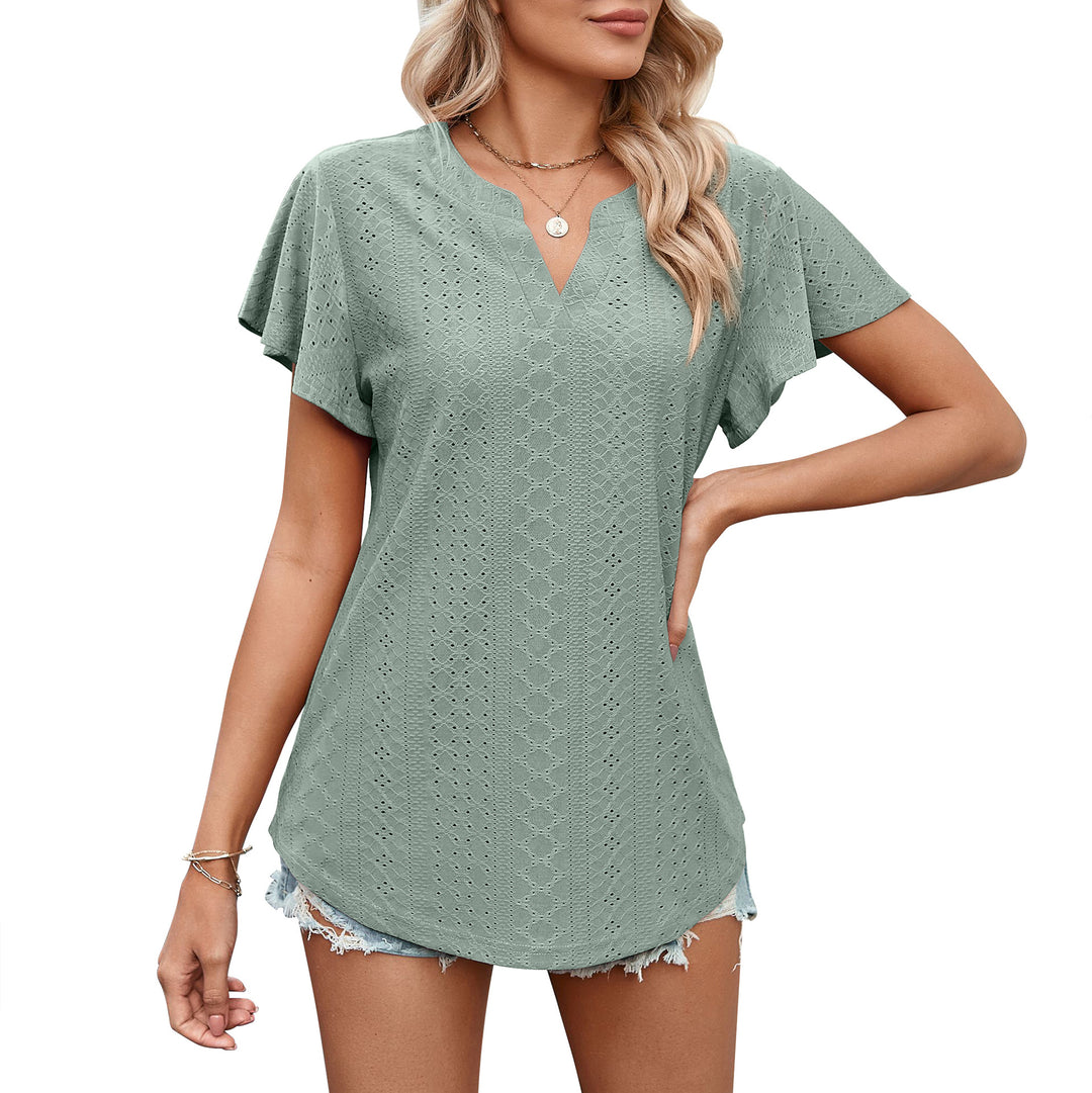 Damen Luftiges Blusenshirt mit effektvollem Lochmuster R&B