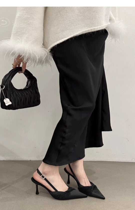 Damen Slingback High Heel Schuhe mit eleganter Raffung R&B