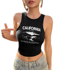 Damen Crop-Top mit kreativem California-Design R&B