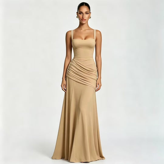 Damen Elegantes Maxikleid mit tailliertem Design und zarten Raffungselementen R&B