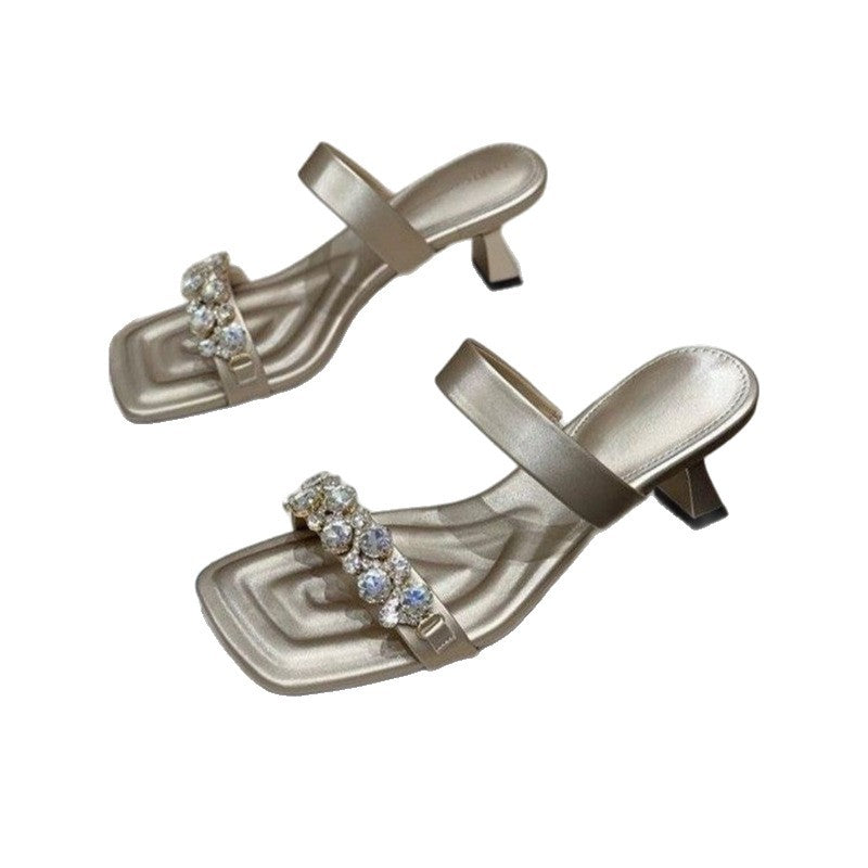 Damen elegante Slipper mit funkelnden Strassverzierungen R&B