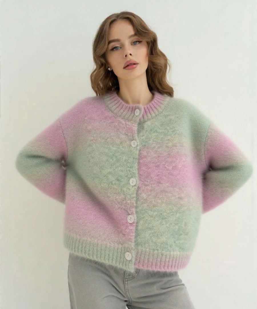 Damen Strickjacke mit knopfbarem Design und luxuriöser Maschenstruktur R&B