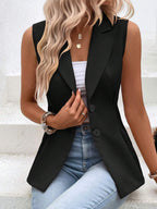 Damen ärmellose Blazerweste mit elegantem Schnitt und modischen Knopfdetails R&B