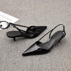 Damen Slingback-Pumps mit spitzem Absatz und glänzender Lackoberfläche R&B