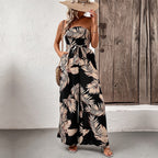 Damen Maxi-Jumpsuit mit strukturiertem Bandeau-Oberteil und lässigem Schnitt R&B