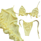 Damen Bikini mit Rüschen und transparentem Wickelrock R&B